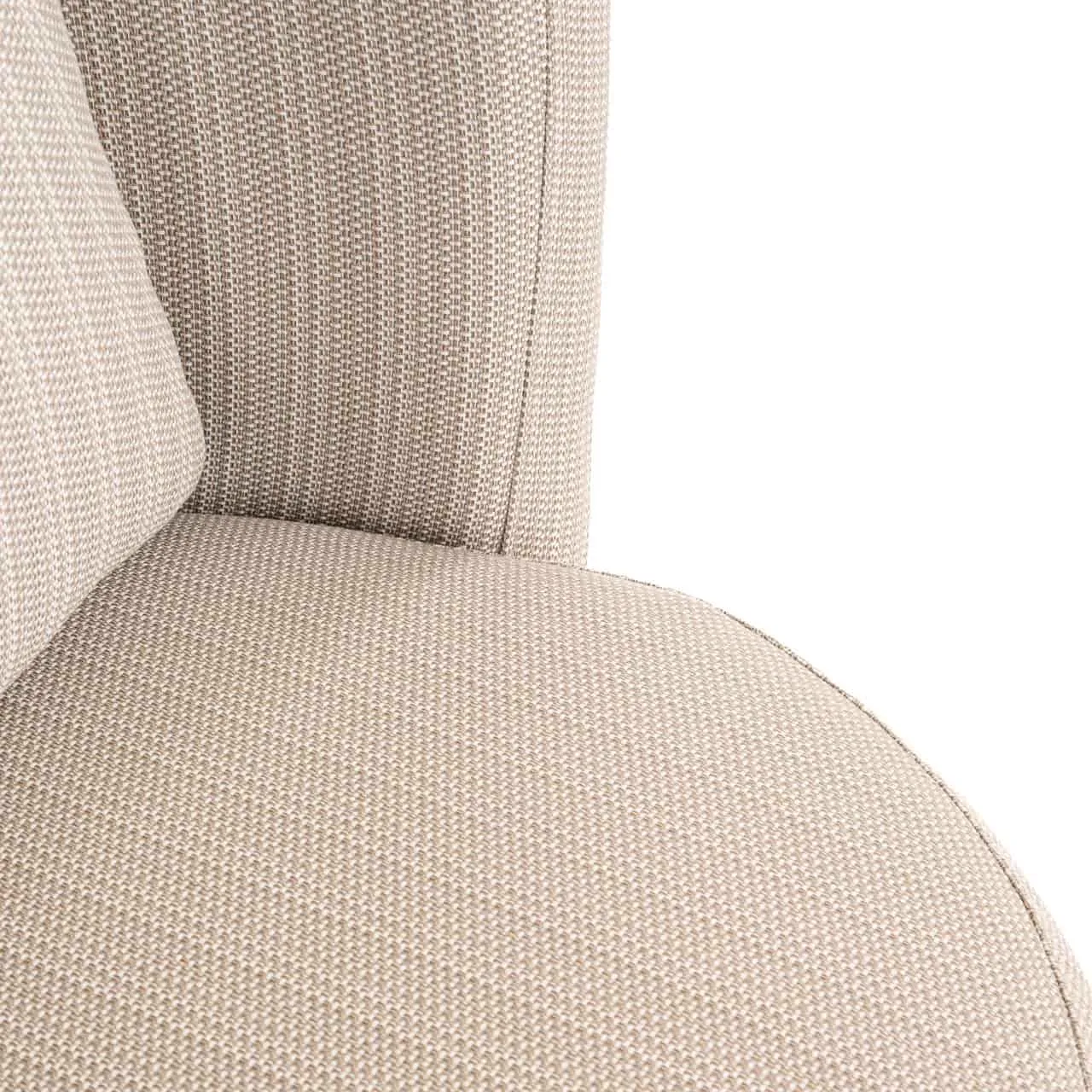 Nahaufnahme des beigen Stoffes und der Nähte des Outdoor-Esszimmerstuhls Marlin beige drehbar - Richmond Interiors