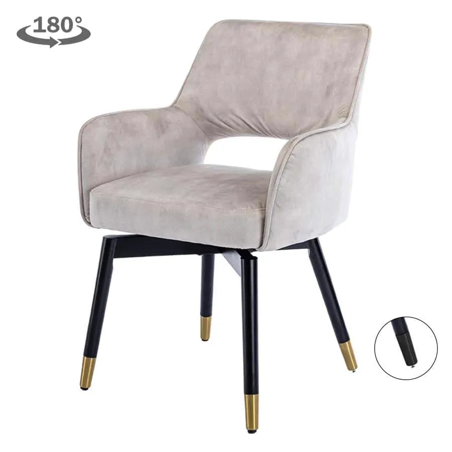 Lenno Sessel aus Stoff Adore 11 Beige auf weißem Hintergrund, mit einem 180-Grad-Drehpfeil - Tower Living
