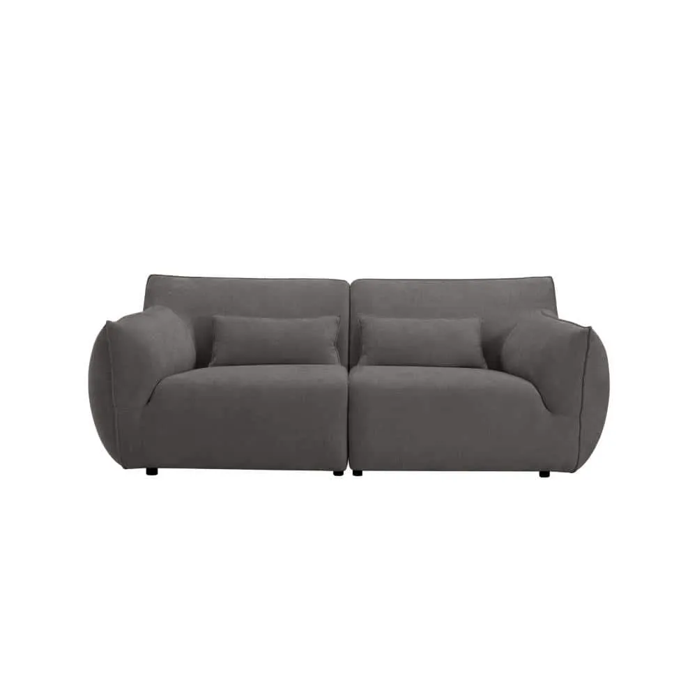 De Aberdeen 3-seater bank in stof Eden 20 graphite, met twee kussens, op een witte achtergrond - Tower Living