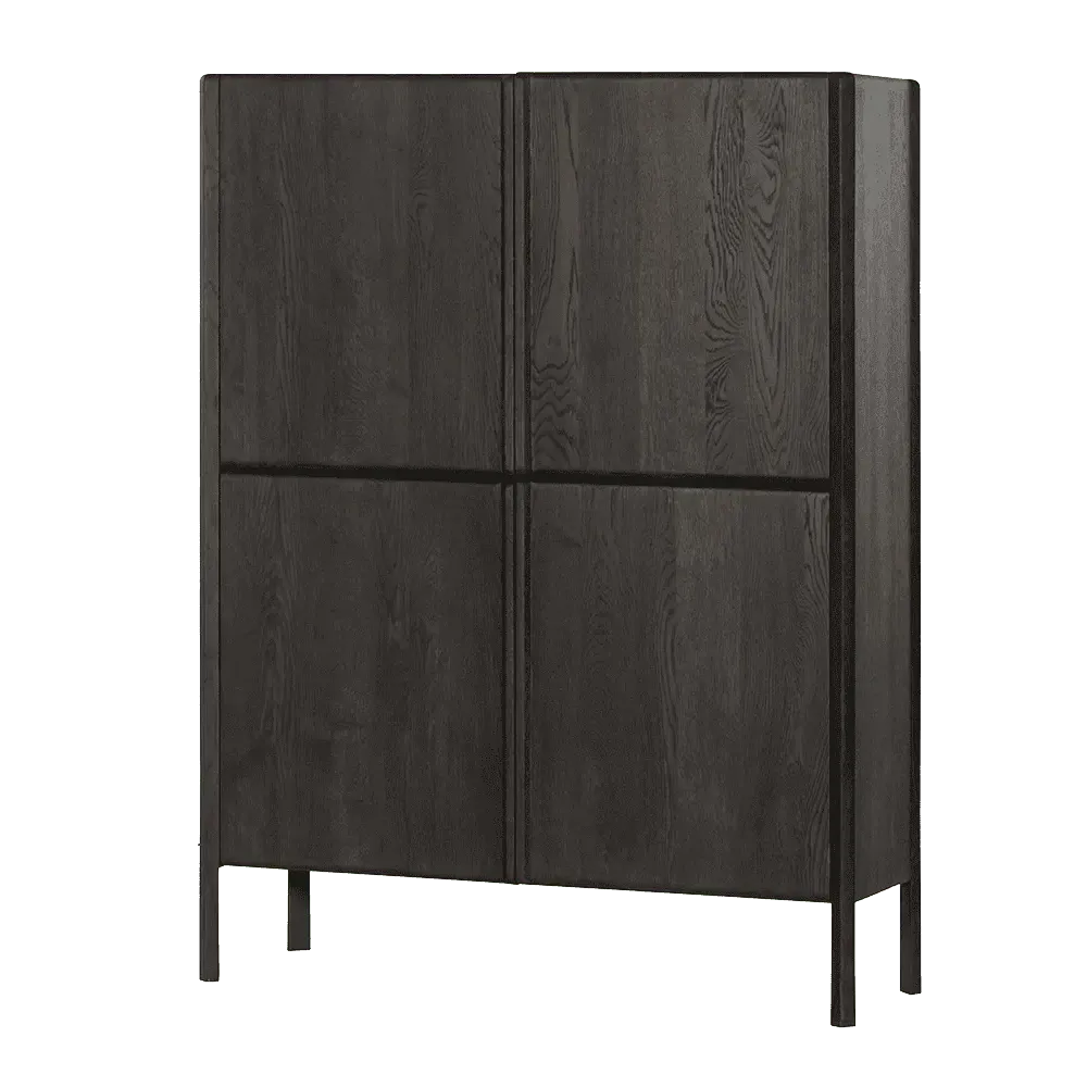 Der Amalfi Schrank Basalt 120 cm steht auf weißem Hintergrund, frontal fotografiert - Tower Living