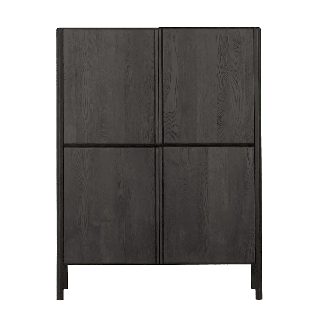 Der Amalfi Schrank Basalt 120 cm von Tower Living, frontal auf einem einfarbigen Hintergrund fotografiert