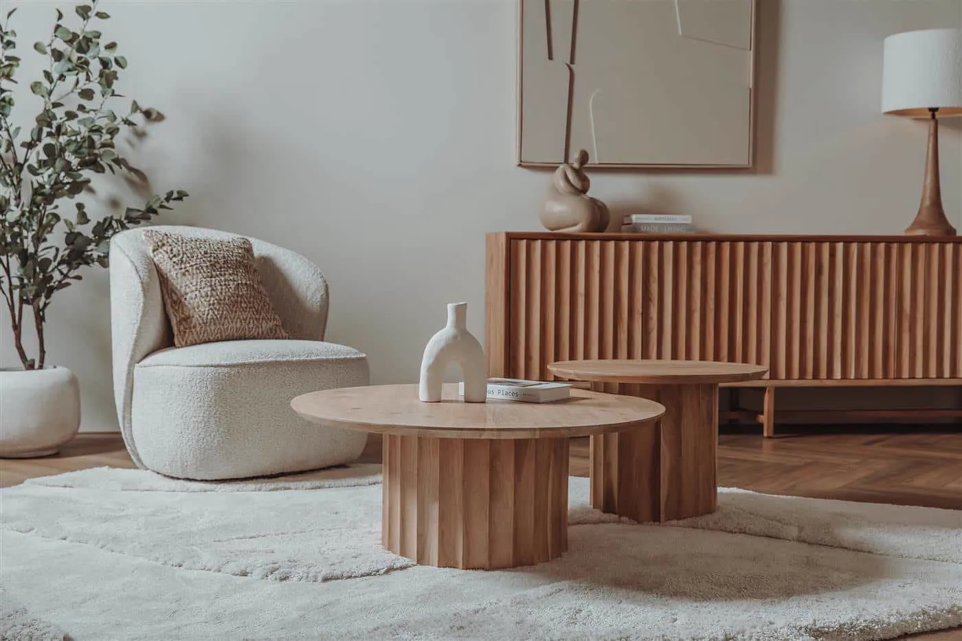Coffee table Crotone set round 90ø / 60ø cm - Tower Living