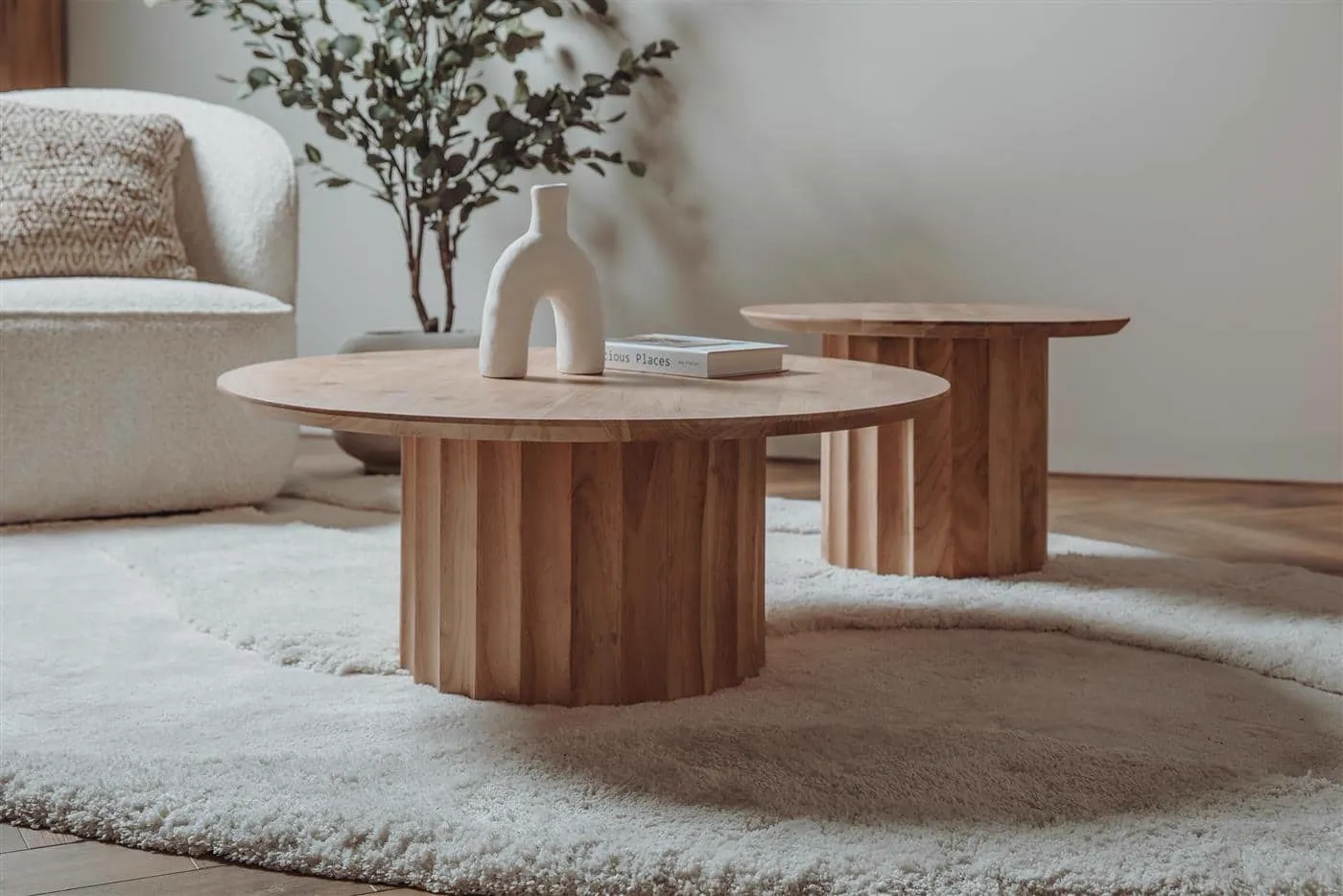 Coffee table Crotone set round 90ø / 60ø cm - Tower Living