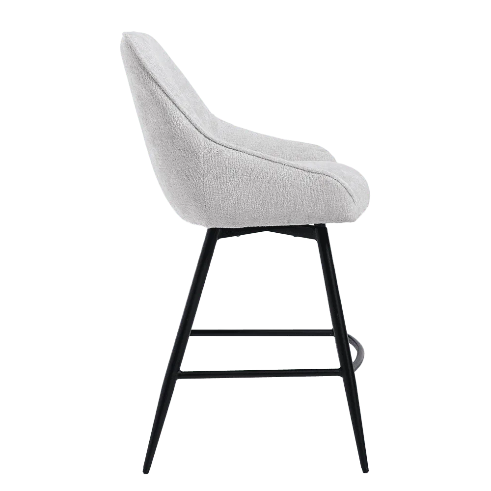 De Trino Barstoel in Trenza 04 white, een draaibare barstoel, van opzij gefotografeerd op een witte achtergrond - Tower Living