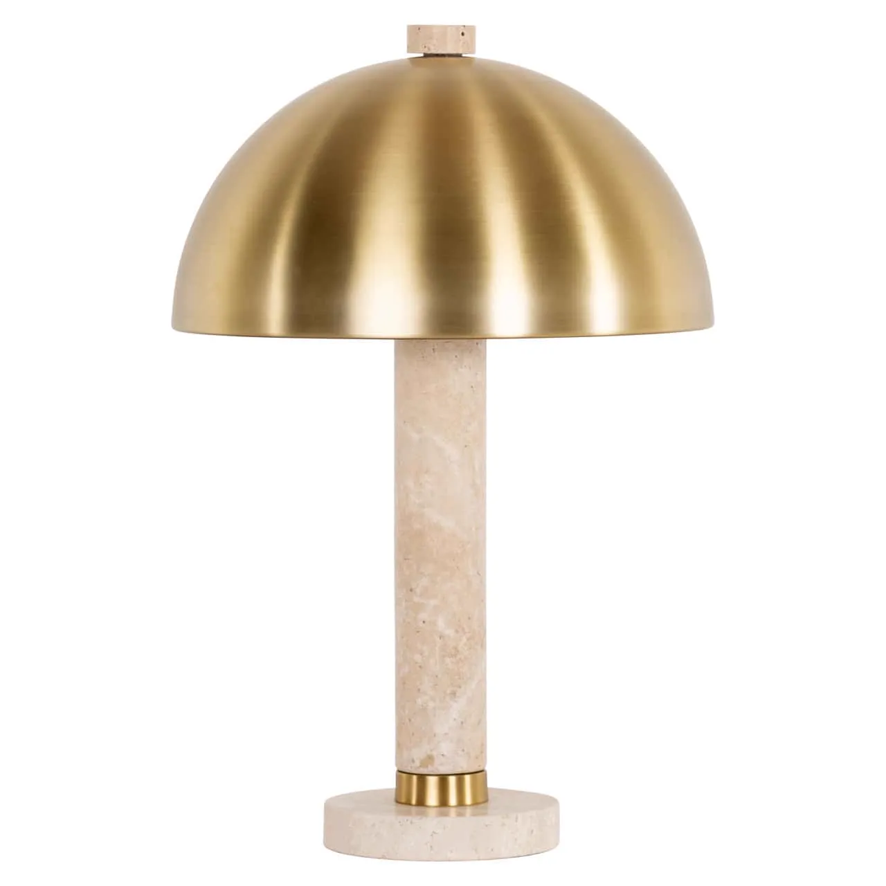 Tischleuchte Jara brushed gold auf weißem Hintergrund, aus der Nähe fotografiert - Richmond Interiors