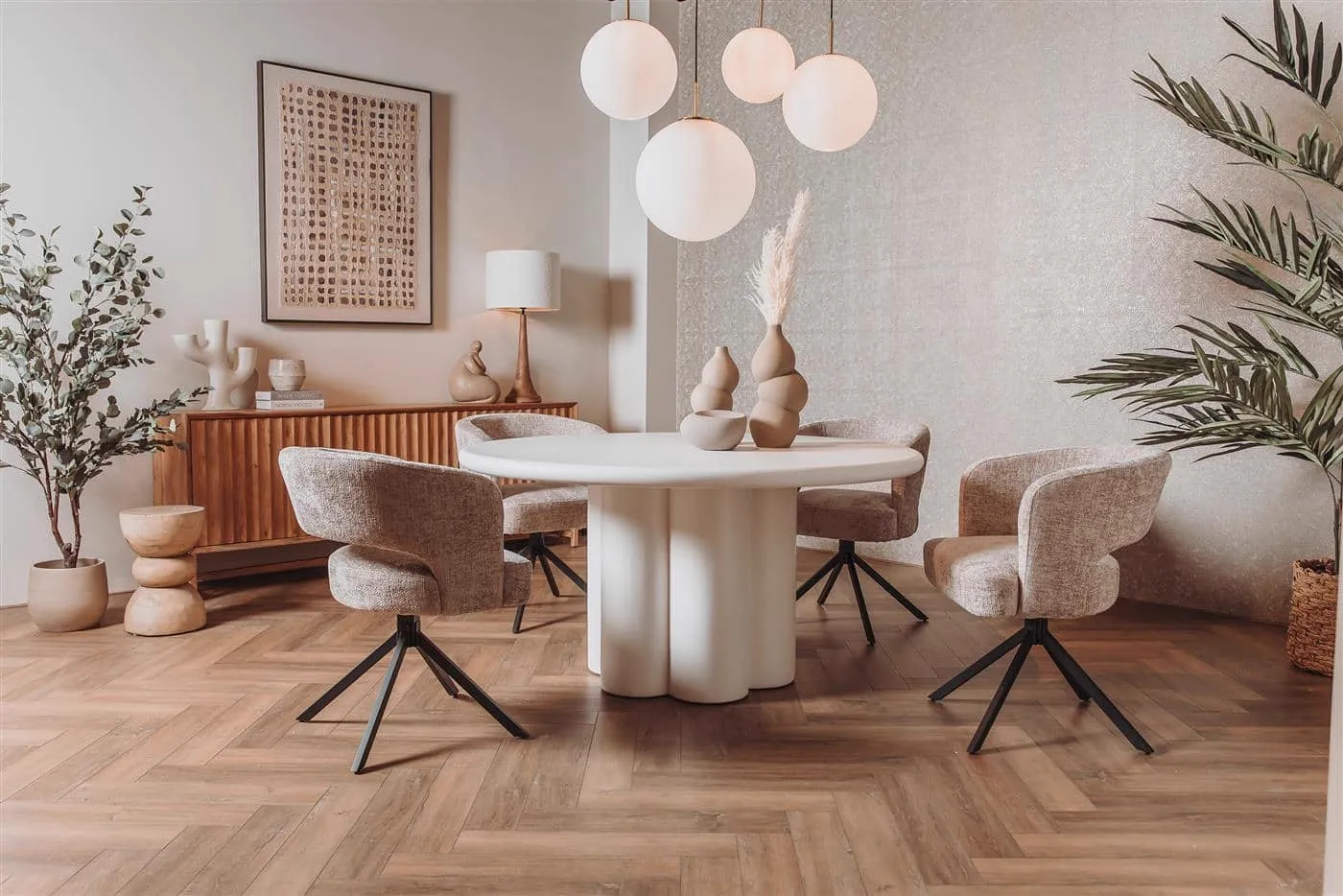 Melzo Round Dining Table White - Tower Living