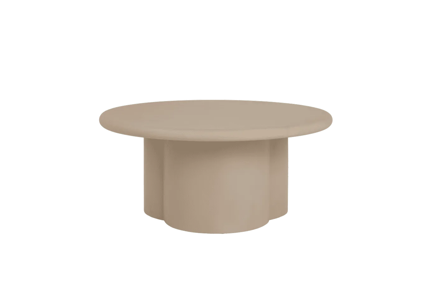 Melzo Couchtisch Rund Beige 90 cm auf grünem Hintergrund, schräg von vorne fotografiert - Tower Living