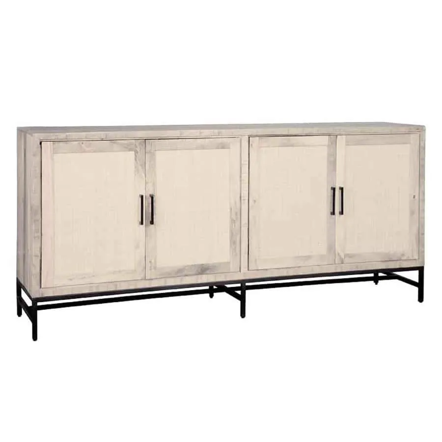 Carini Dressoir gebroken wit 200 cm op een witte achtergrond, frontaal genomen - Tower Living