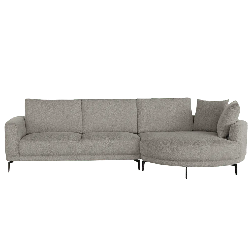 De Prescot 2 5-AR + Chaise L - Sahara 400 espresso bank, van Tower Living, gefotografeerd op een witte achtergrond