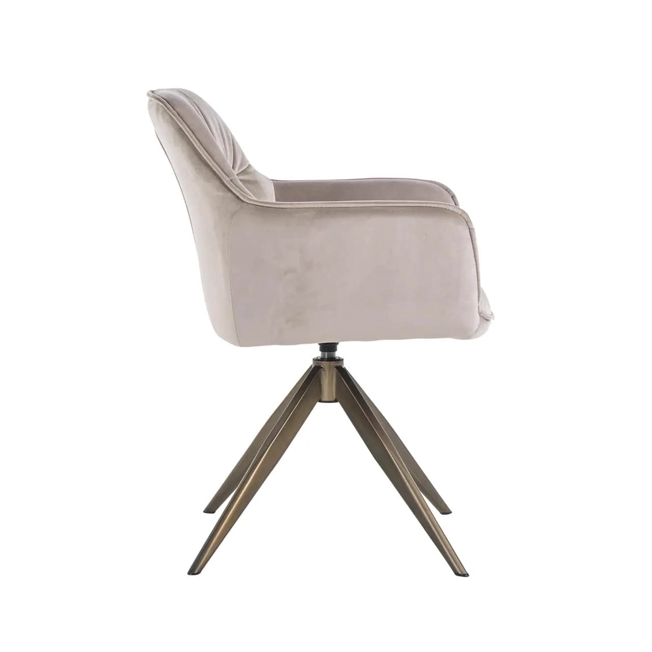 Esszimmerstuhl Aline khaki Velvet Drehstuhl feuerbeständig, von der Seite auf weißem Hintergrund - Richmond Interiors