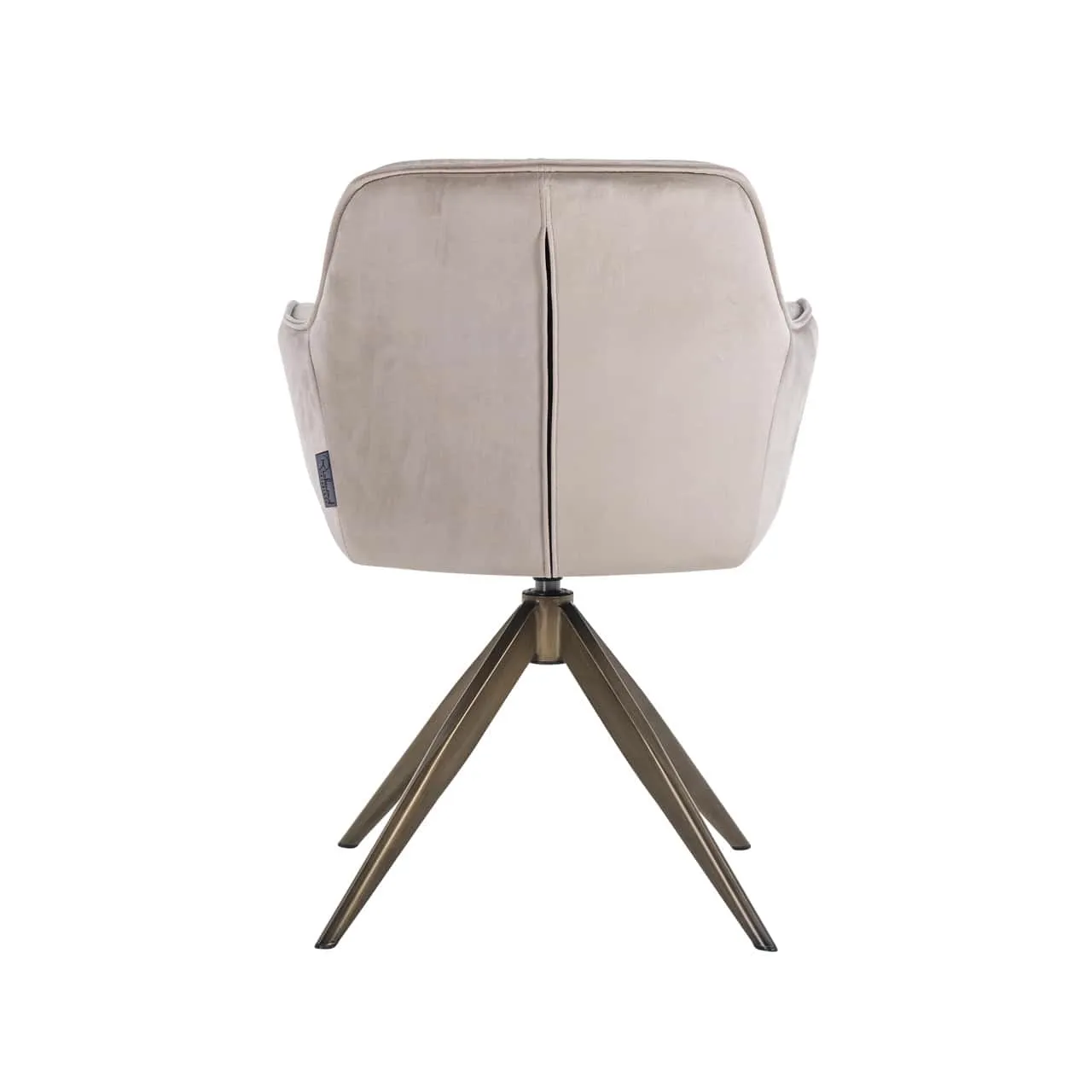 Esszimmerstuhl Aline khaki Velvet Drehstuhl feuerbeständig, von hinten auf weißem Hintergrund - Richmond Interiors