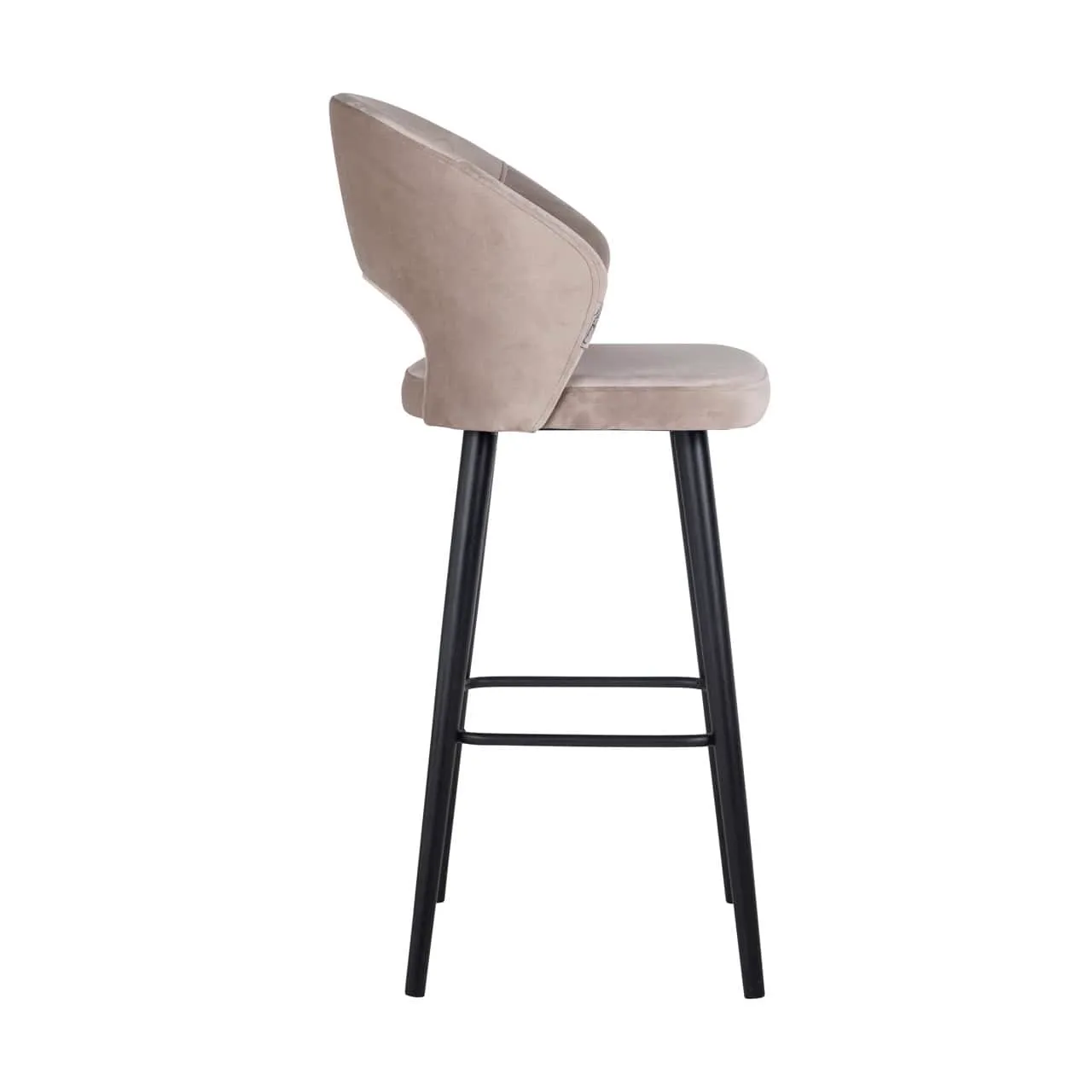 Barhocker Savoy khaki Samt, von der Seite auf weißem Hintergrund fotografiert - Richmond Interiors