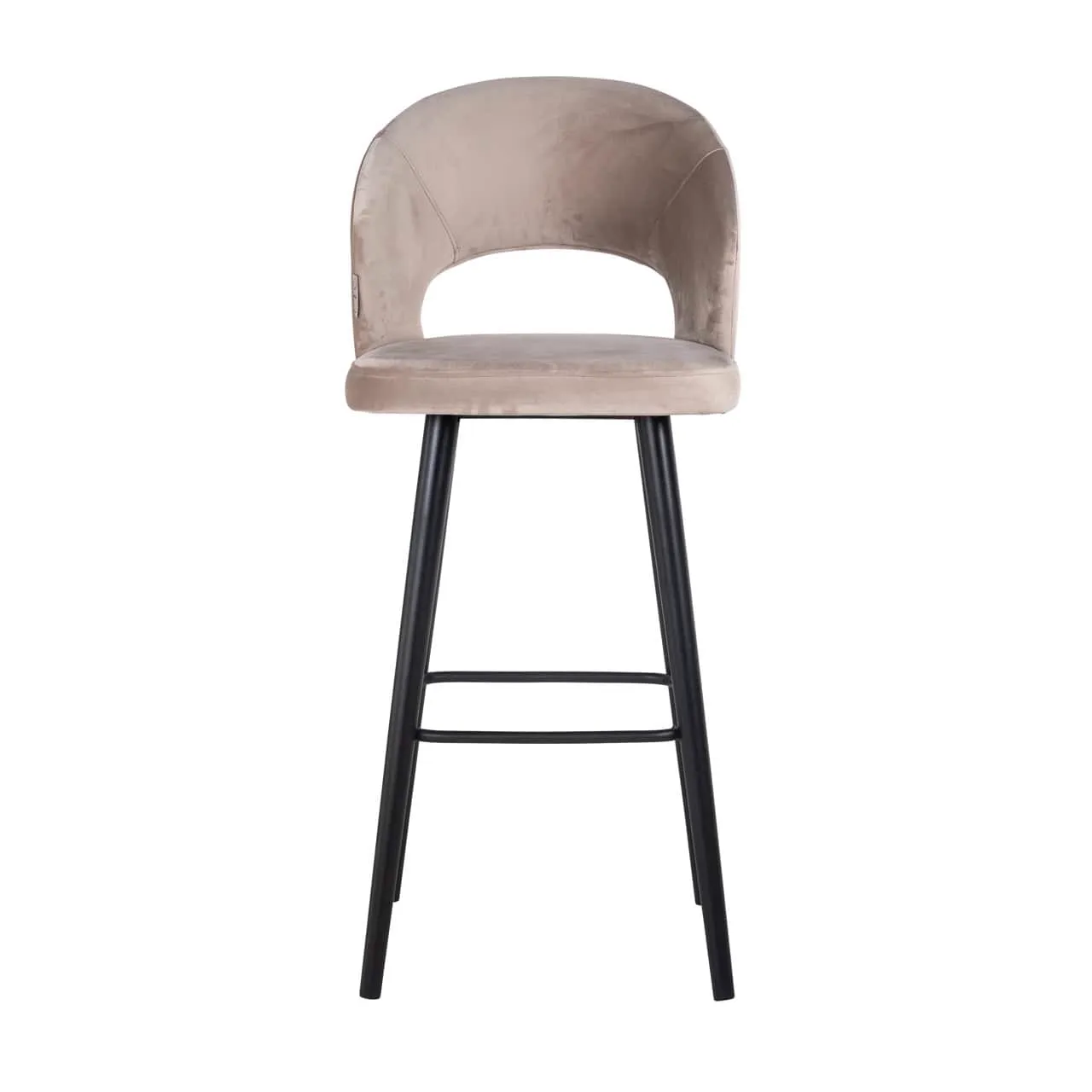 Barhocker Savoy khaki Samt auf weißem Hintergrund, direkt von vorne fotografiert - Richmond Interiors