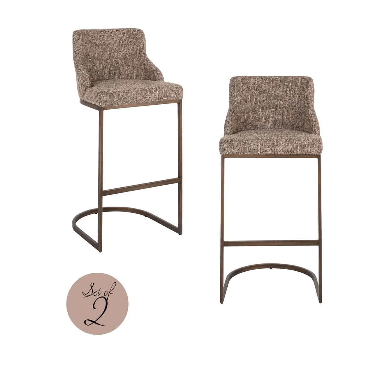 Bar stool Bolton brown tweed (set of 2) - Richmond Interiors