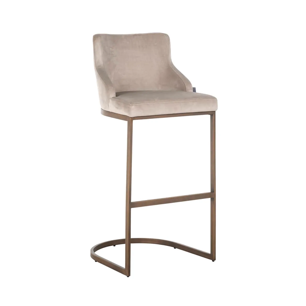 Barhocker Bolton khaki Samt gebürstetes Gold Fire Retardant auf weißem Hintergrund, aus niedriger Perspektive - Richmond Interiors
