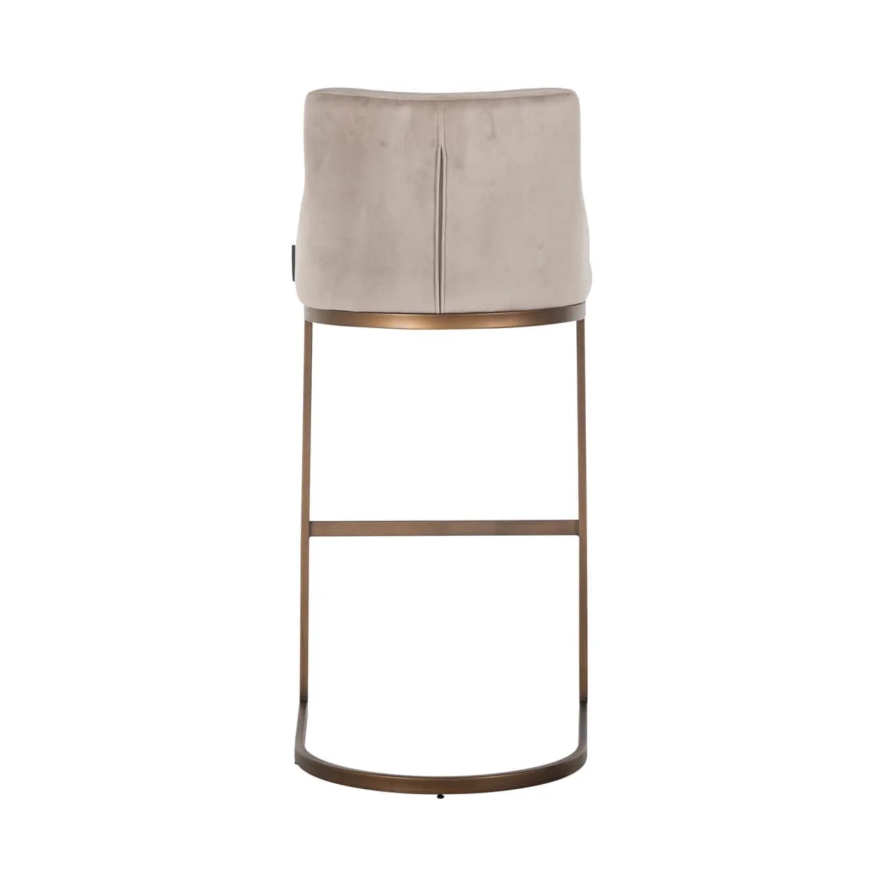 Der Barhocker Bolton khaki Samt gebürstetes Gold Fire Retardant (2er-Set) von hinten auf weißem Hintergrund - Richmond Interiors