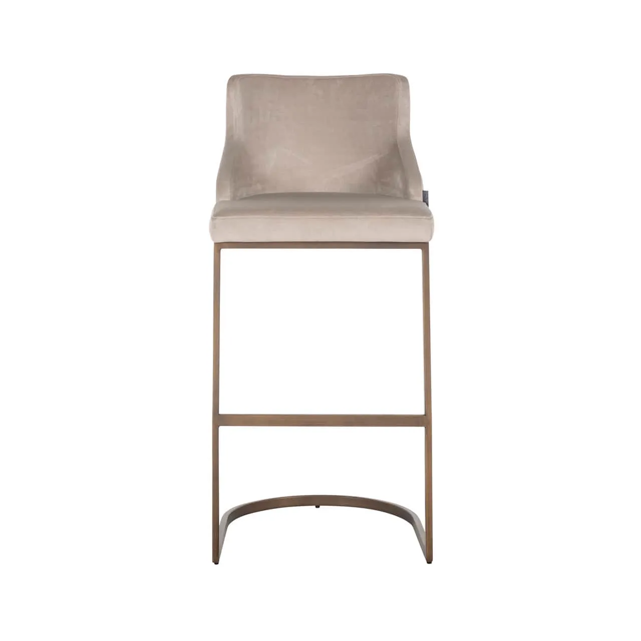 Barhocker Bolton khaki Samt mit gebürstetem Goldgestell auf weißem Hintergrund - Richmond Interiors