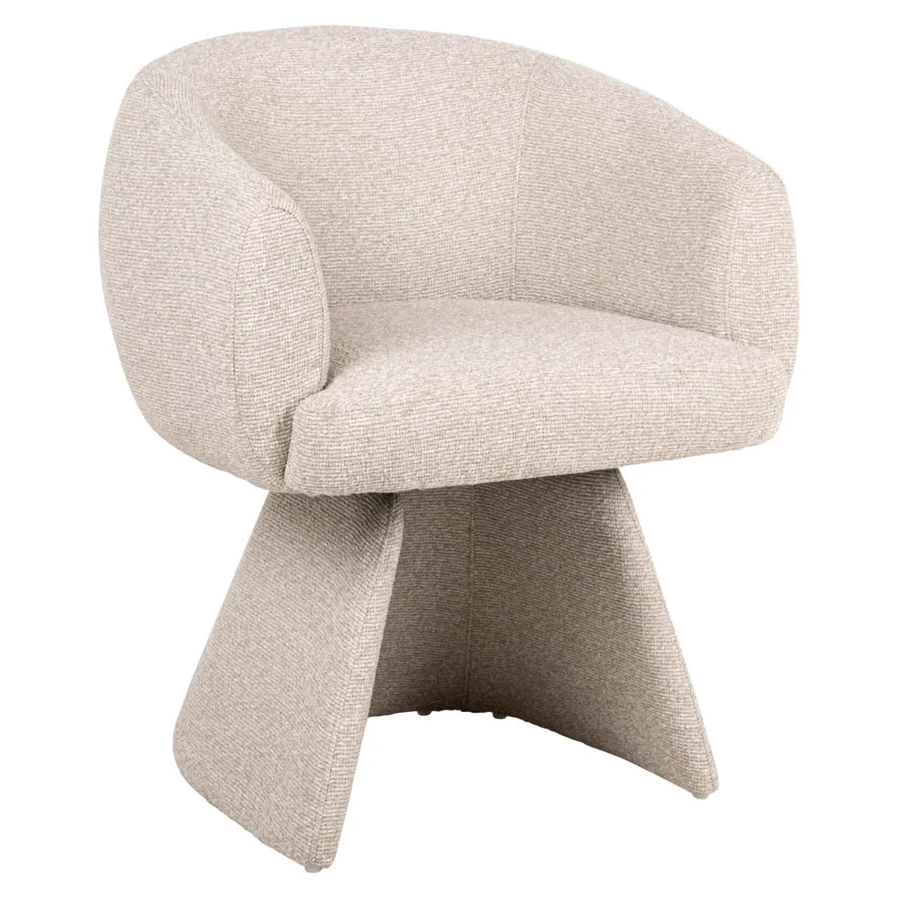 Esszimmerstuhl Quiriro Biscotti Swivel auf weißem Hintergrund, von vorne und leicht seitlich fotografiert - Richmond Interiors