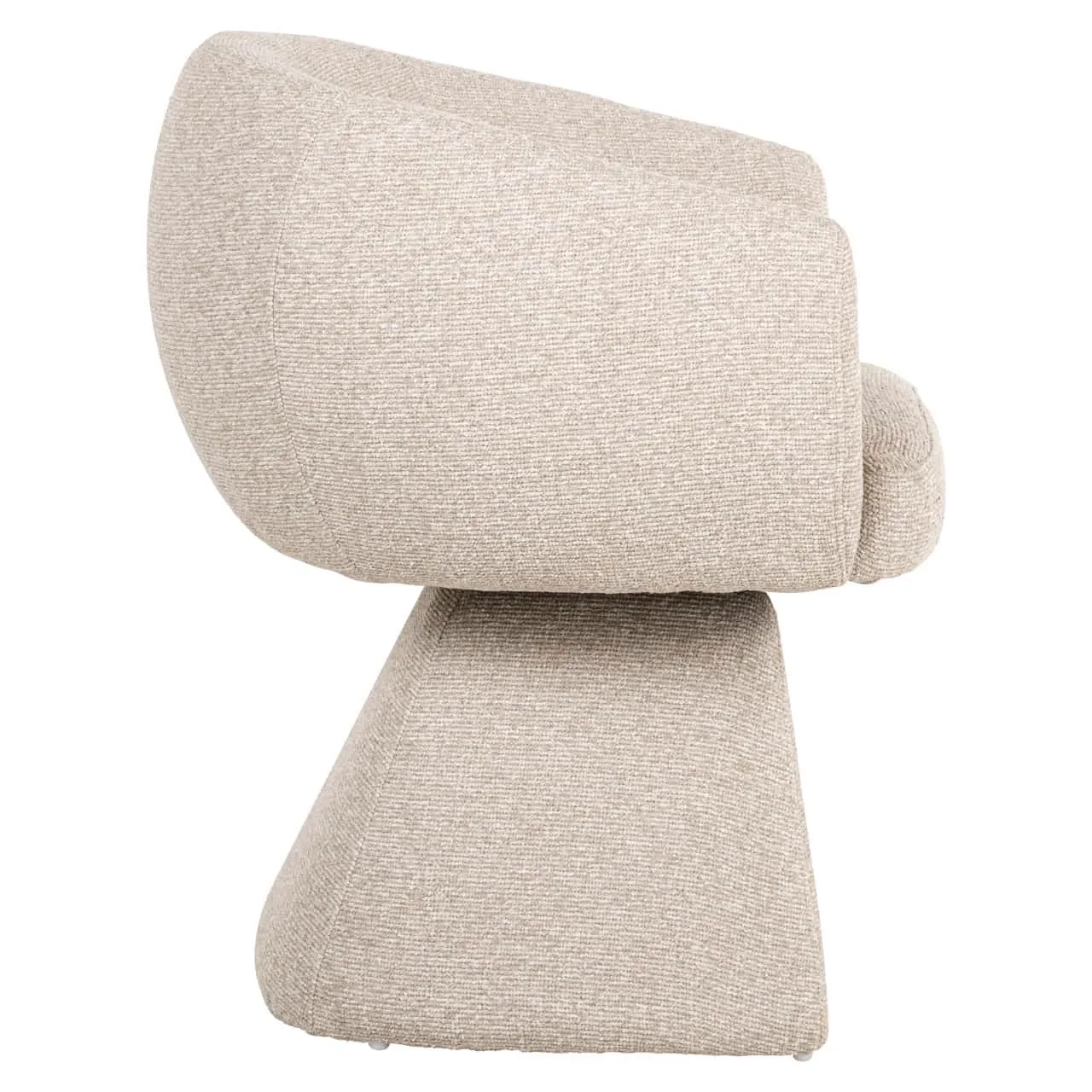 Eetkamerstoel Quiriro biscotti swivel, beige, van de zijkant gefotografeerd op een witte achtergrond - Richmond Interiors
