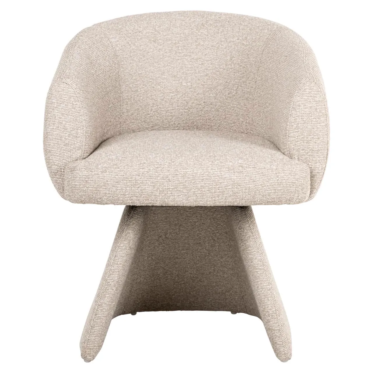 Vorderansicht des Esszimmerstuhls Quiriro Biscotti Swivel auf weißem Hintergrund - Richmond Interiors