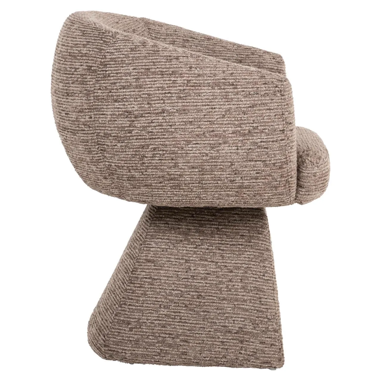 Eetkamerstoel Quiriro mocca linear swivel, van opzij gezien op een witte achtergrond - Richmond Interiors