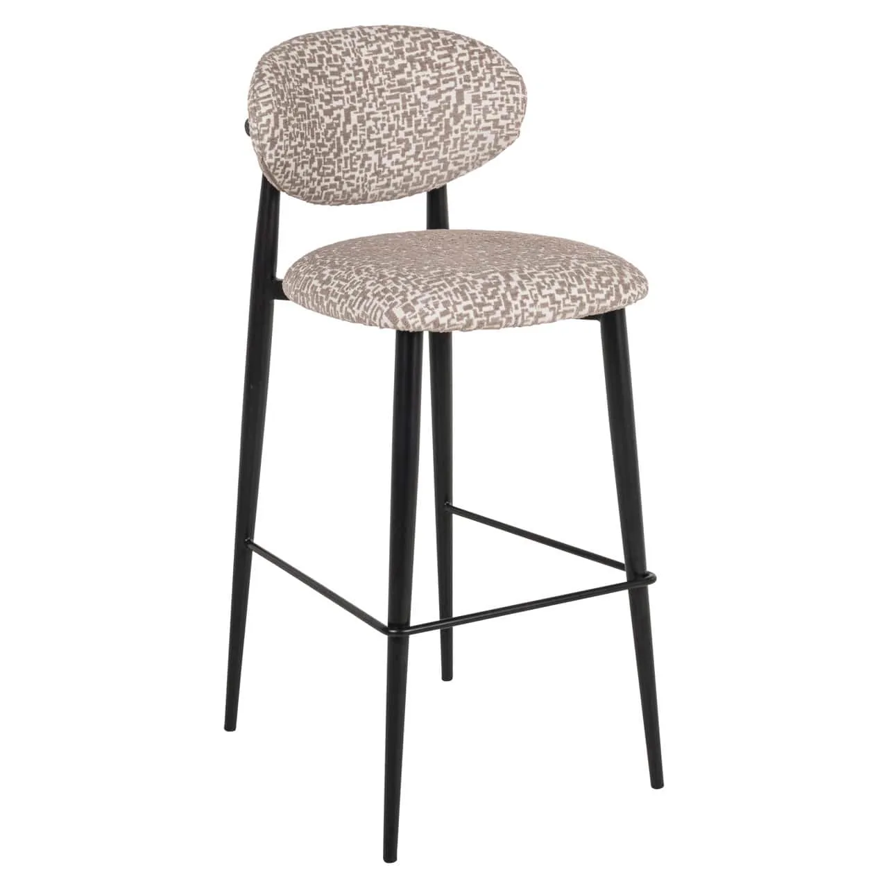 Barhocker Dantes natural geo fire retardant mit einem Muster auf Sitz und Rückenlehne, auf weißem Hintergrund - Richmond Interiors