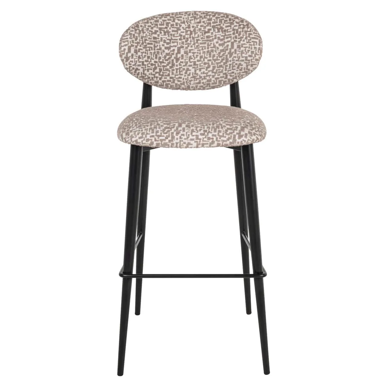 Barhocker Dantes natural geo fire retardant mit einem Muster auf Sitz und Rückenlehne, auf weißem Hintergrund - Richmond Interiors