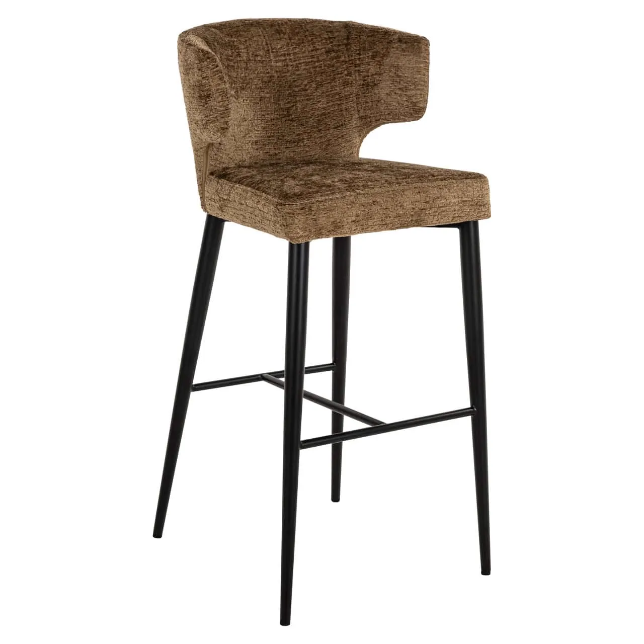 Barhocker Taylor Brandy Fusion Fire Retardant mit braunem Stoffbezug und Rückenlehne auf weißem Hintergrund - Richmond Interiors