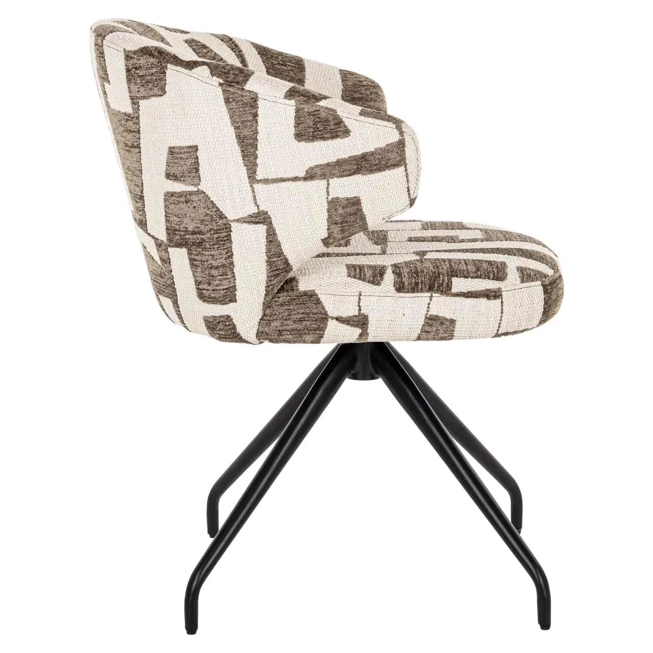 Eetkamerstoel Milly moss graffic swivel van opzij gezien op een witte achtergrond - Richmond Interiors
