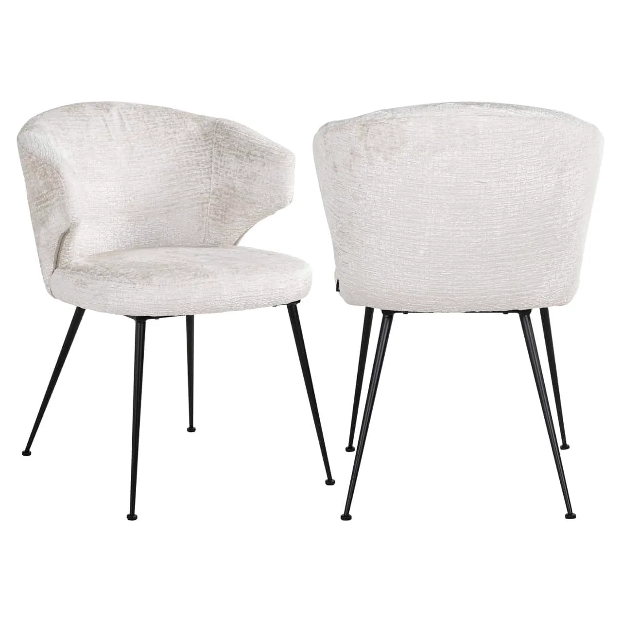 Eetkamerstoel Xandra cream fusion, van voren en van achteren te zien op een witte achtergrond - Richmond Interiors