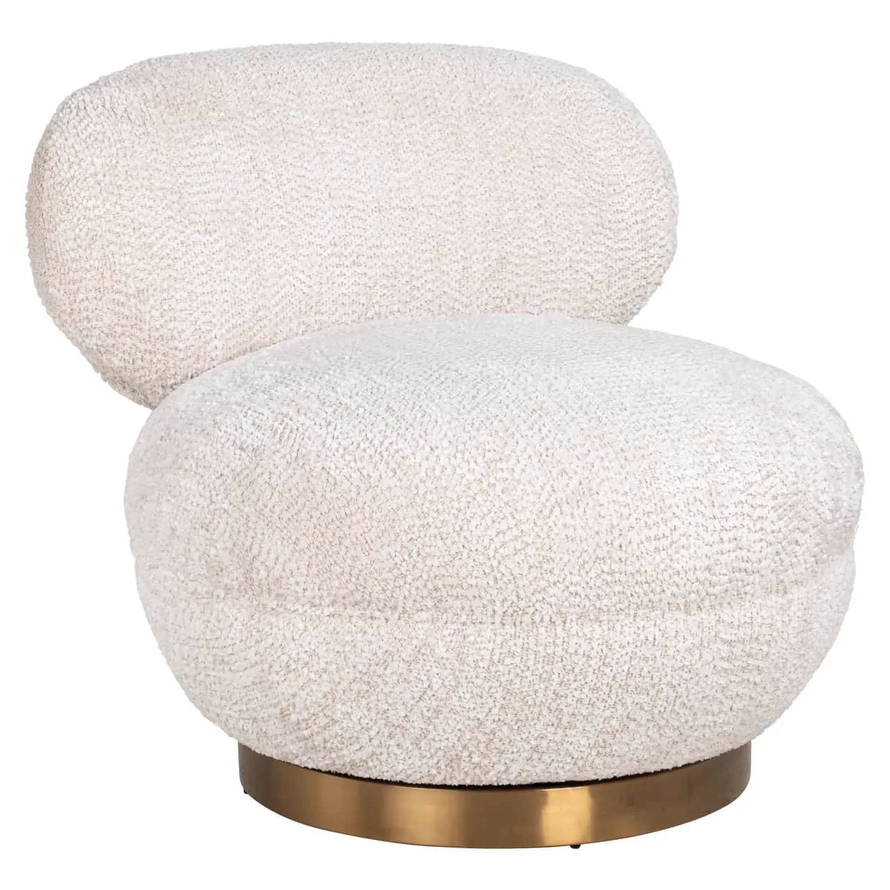 Loungesessel Jace lovely cream swivel auf weißem Hintergrund, der Sessel aus einem niedrigen Blickwinkel fotografiert - Richmond Interiors