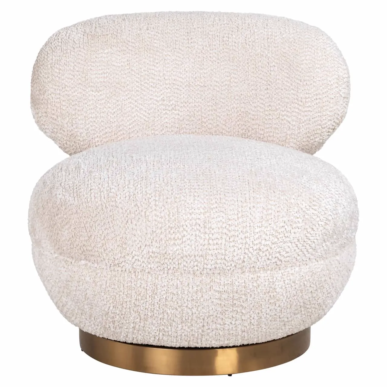 Loungesessel Jace lovely cream swivel auf weißem Hintergrund, von vorne fotografiert - Richmond Interiors