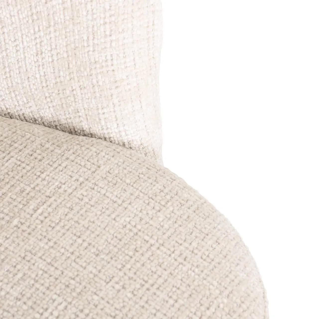 Detailopname van de beige stof van eetkamerstoel Zendaya niagara beige swivel - Richmond Interiors