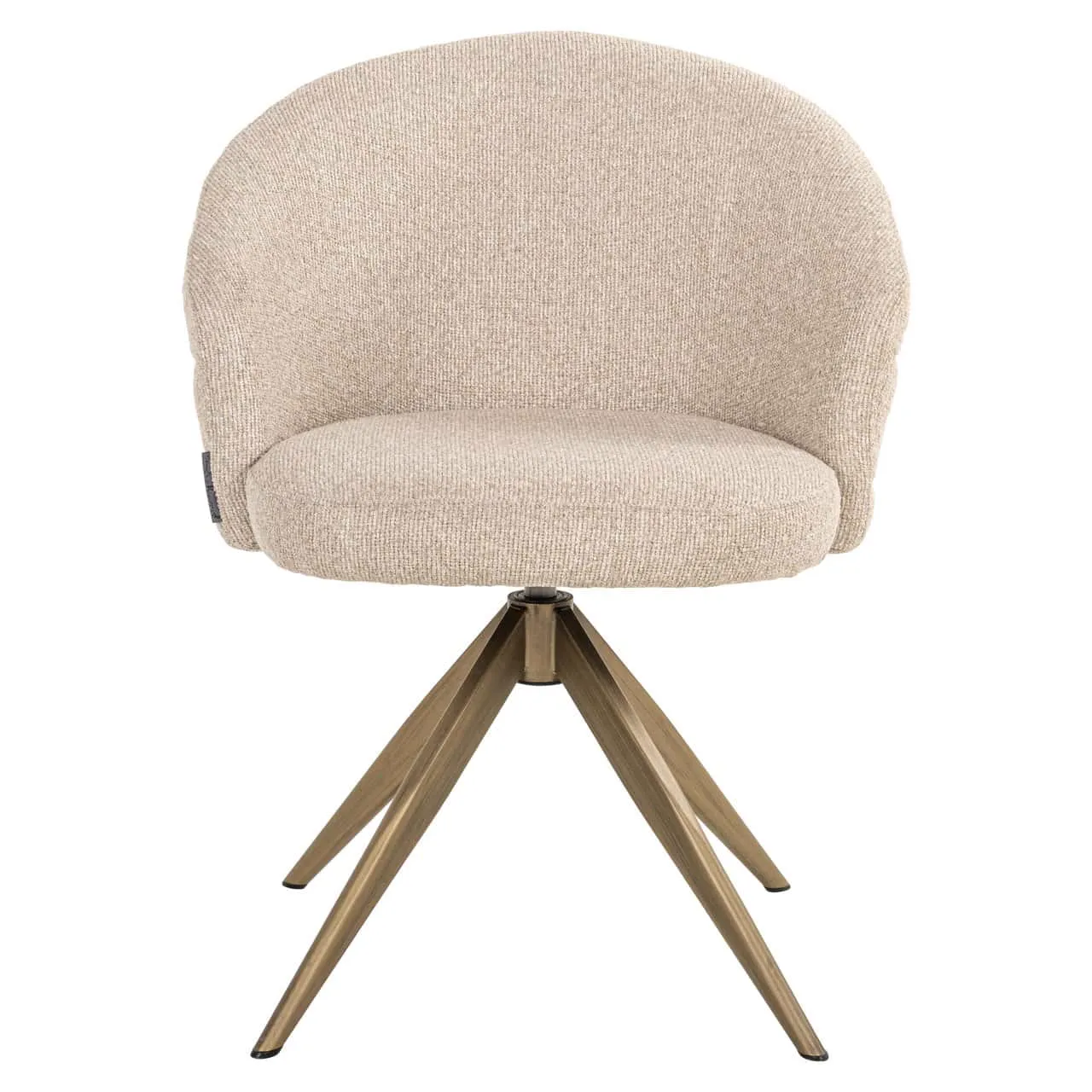Eetkamerstoel Zendaya biscotti swivel fire retardant op een witte achtergrond, frontaal genomen - Richmond Interiors