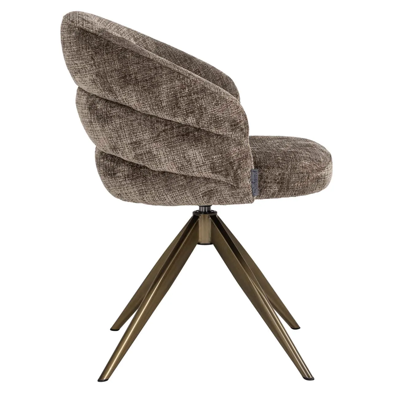 Eetkamerstoel Zendaya niagara stone swivel van Richmond Interiors, schuin van achteren gefotografeerd op een witte achtergrond
