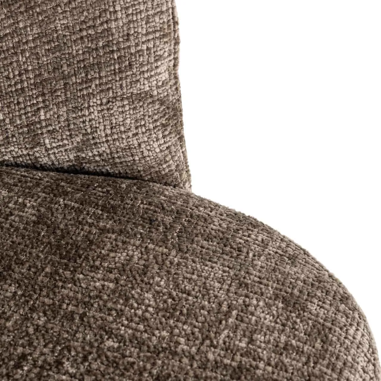 Close-up van de textuur van de stof van eetkamerstoel Zendaya niagara stone swivel op een witte achtergrond - Richmond Interiors