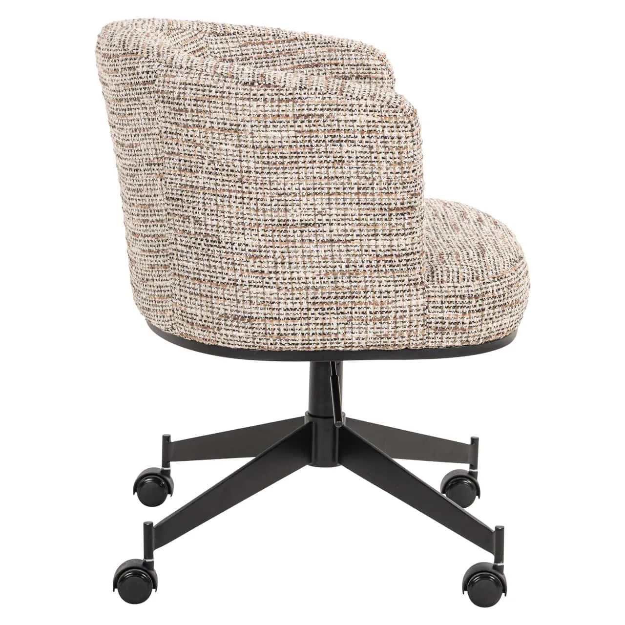 Esszimmerstuhl Rochenne trendy nature Drehsessel auf Rollen, schräg von hinten auf weißem Hintergrund fotografiert - Richmond Interiors