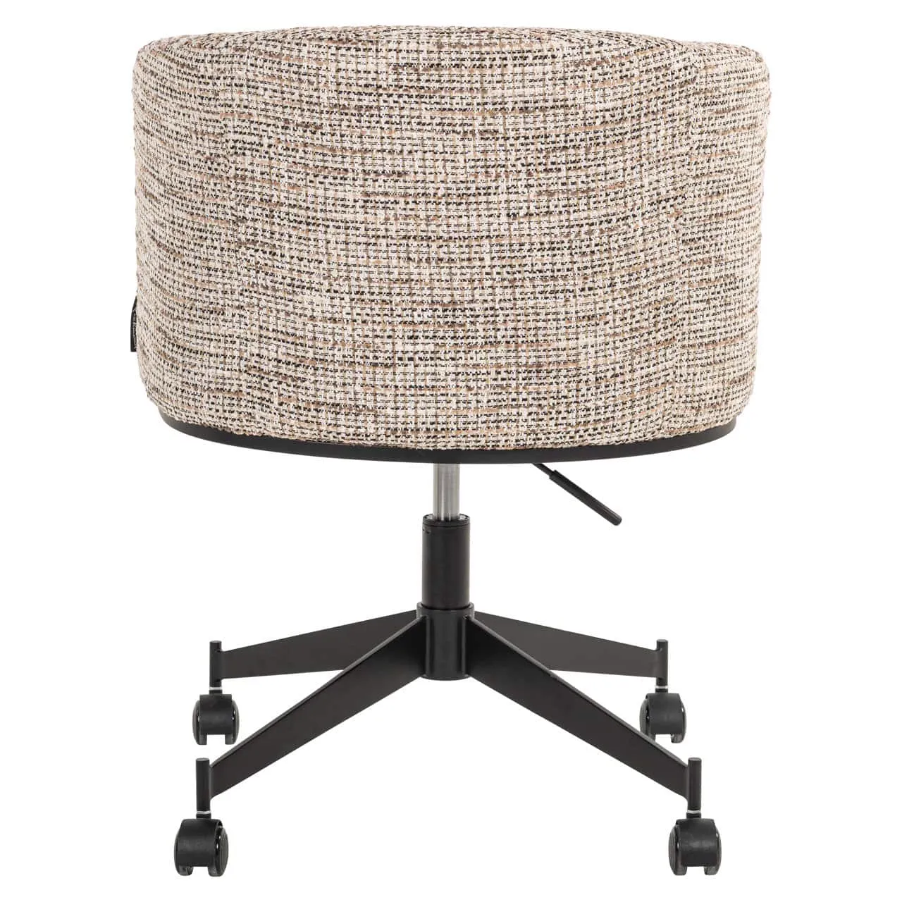 Esszimmerstuhl Rochenne trendy nature Drehsessel auf Rollen, von hinten auf weißem Hintergrund - Richmond Interiors