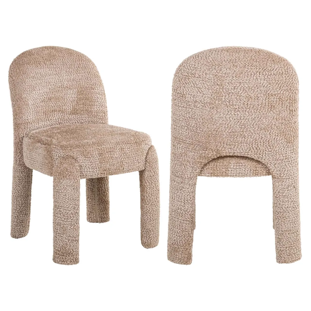 Zwei Esstühle Brandi lovely beige, einer von vorne und einer von hinten, auf weißem Hintergrund - Richmond Interiors