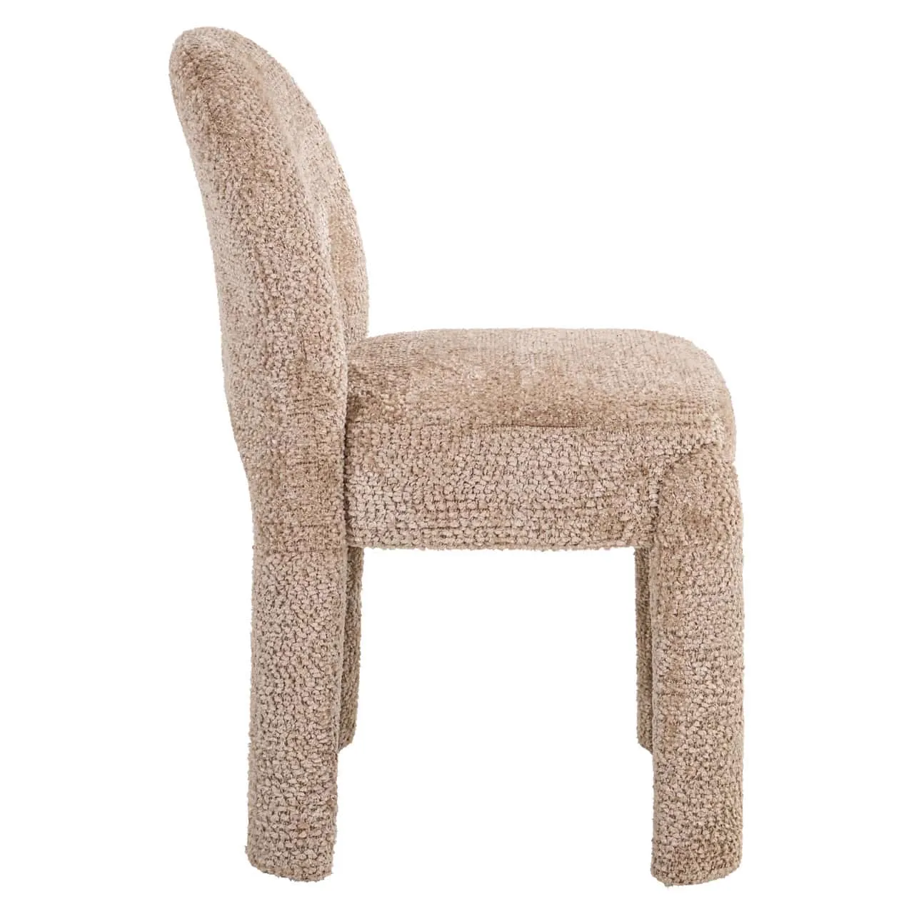 Seitenansicht des Esstuhls Brandi lovely beige, stehend auf weißem Hintergrund - Richmond Interiors