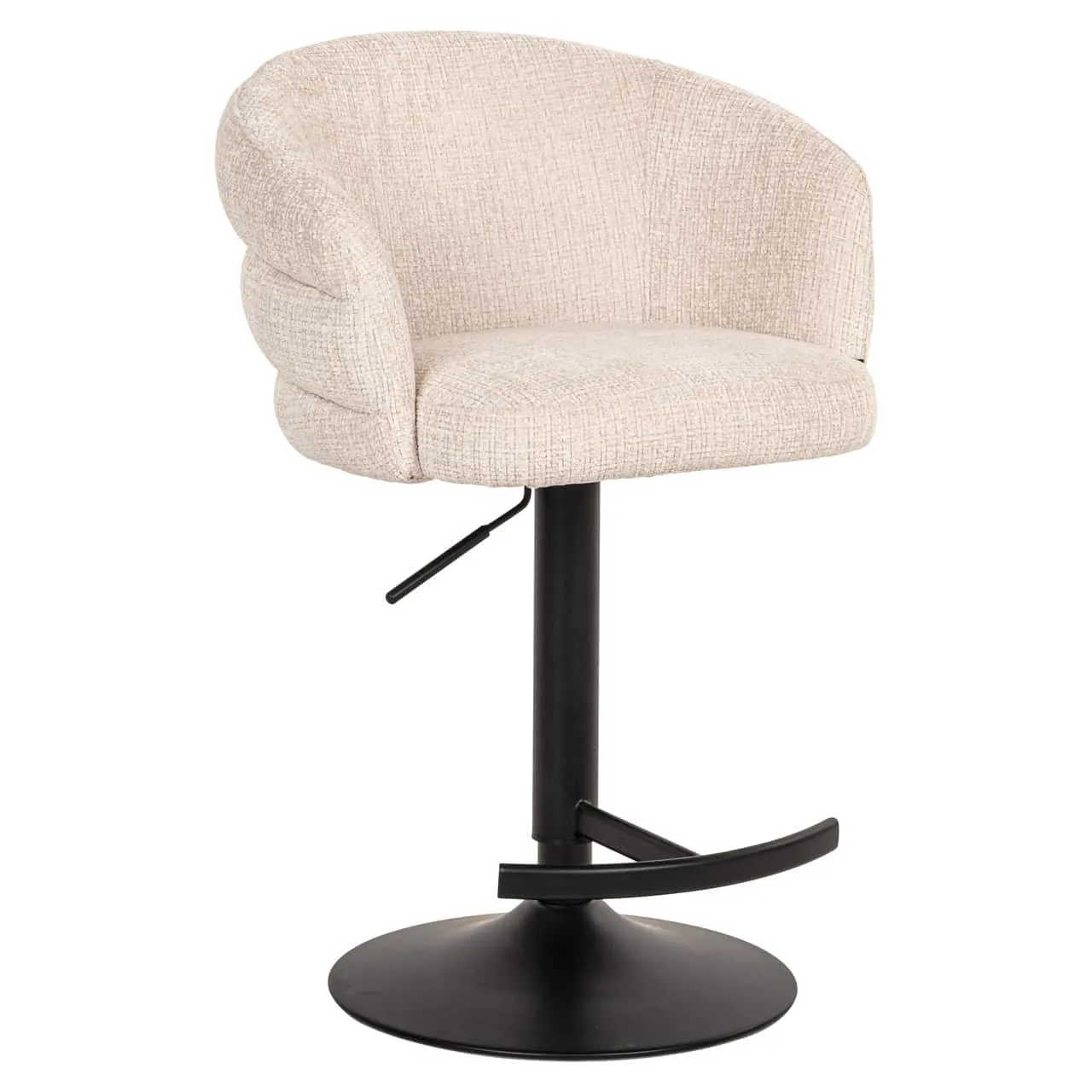 Barhocker Nikki Niagara Beige Swivel Fire Retardant auf weißem Hintergrund, schräg von vorne fotografiert - Richmond Interiors