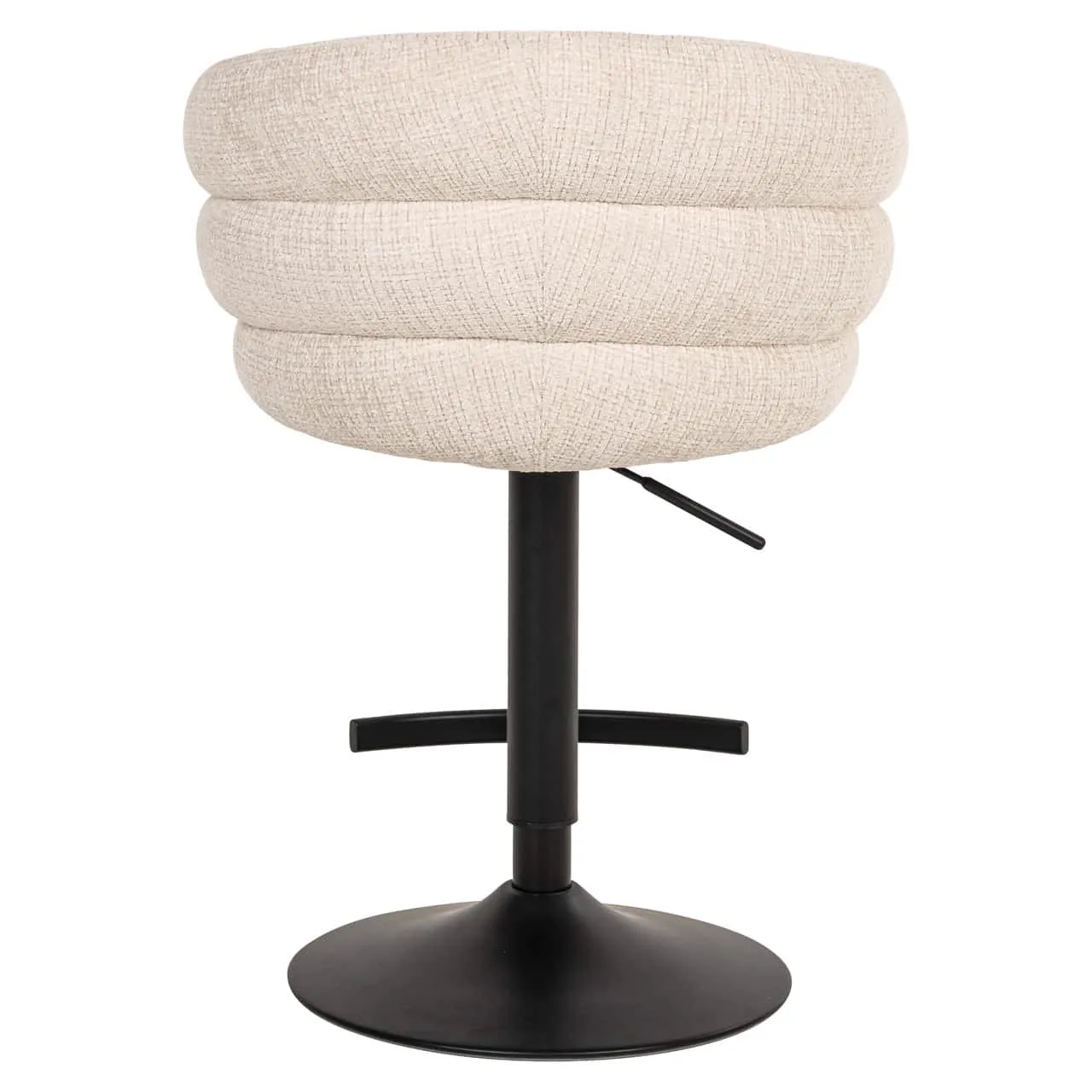 Barhocker Nikki Niagara Beige Swivel Fire Retardant auf weißem Hintergrund, von hinten fotografiert - Richmond Interiors