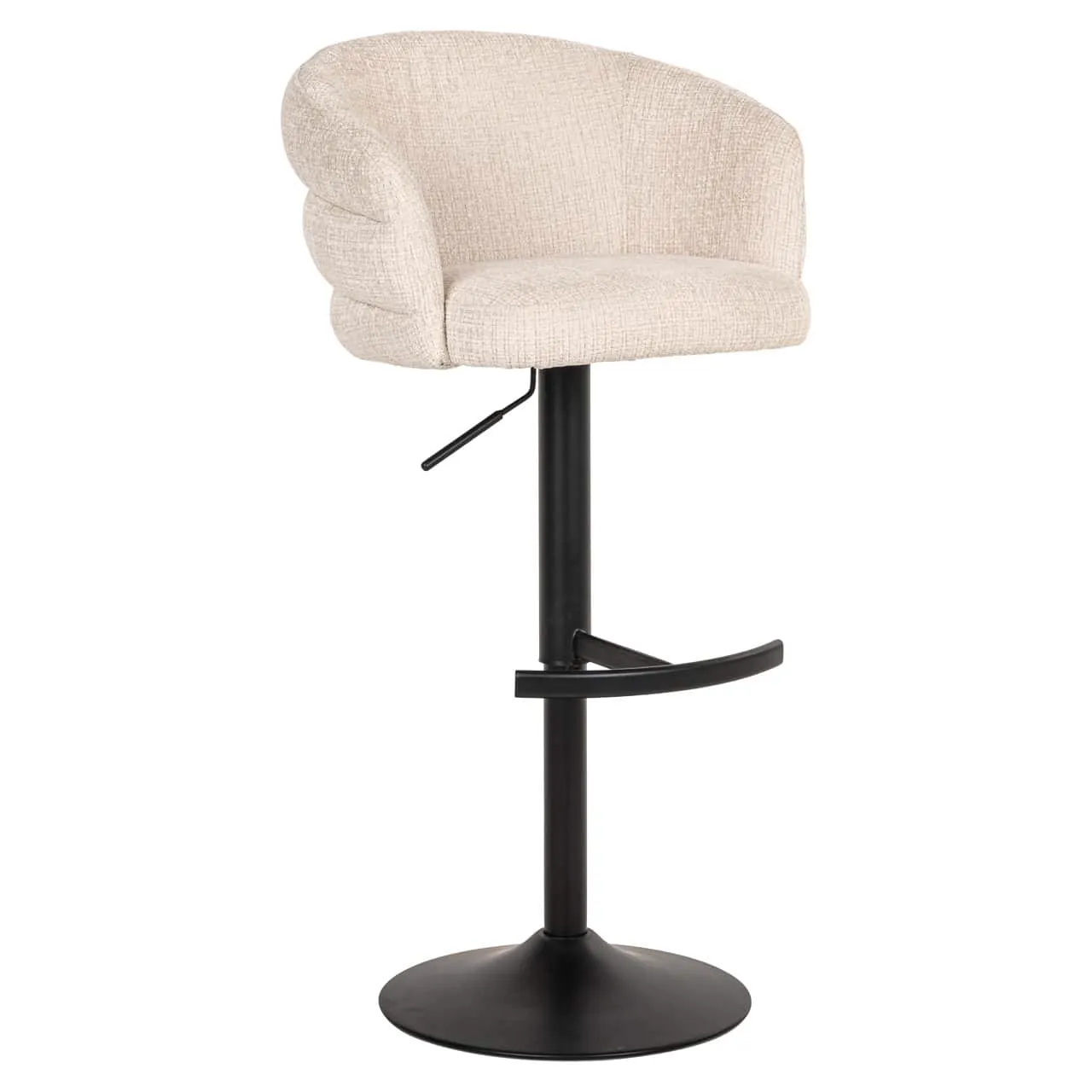 Barhocker Nikki Niagara Beige Swivel Fire Retardant auf weißem Hintergrund, schräg von vorne fotografiert - Richmond Interiors