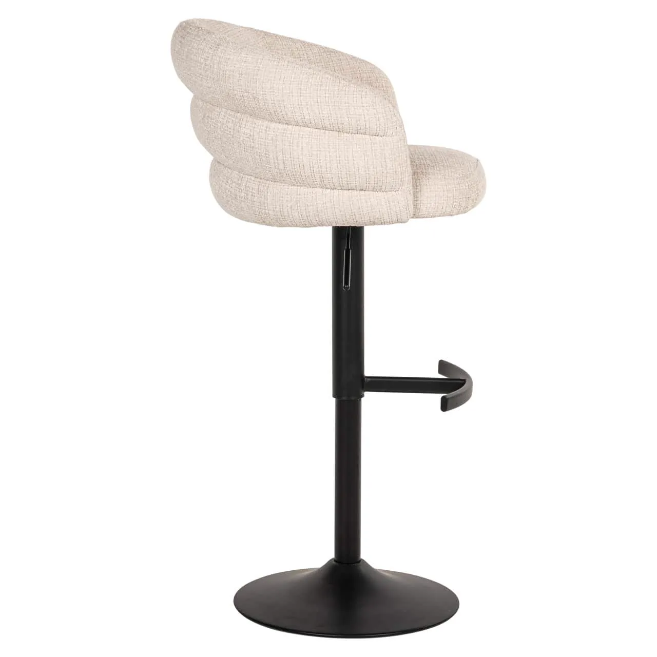 Seitenansicht des beigen Barhocker Nikki Niagara Beige Swivel Fire Retardant auf weißem Hintergrund - Richmond Interiors