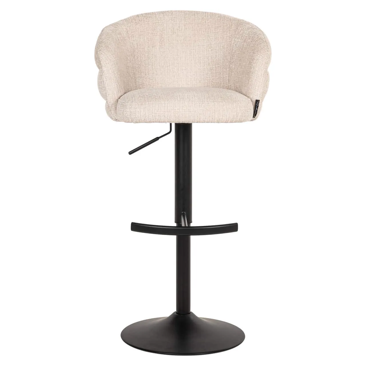 Barhocker Nikki Niagara Beige Swivel Fire Retardant auf weißem Hintergrund, direkt von vorne fotografiert - Richmond Interiors