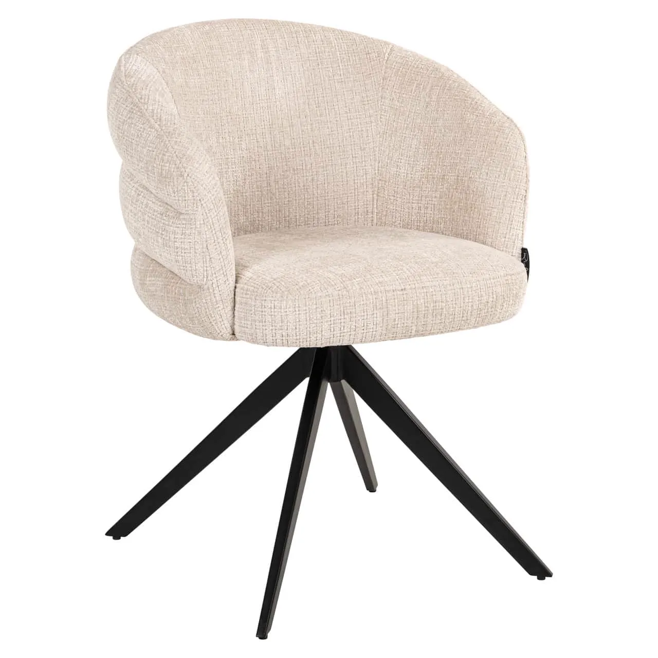 Eetkamerstoel Serenity niagara beige swivel fire retardant op witte achtergrond, vanuit een laag standpunt gefotografeerd - Richmond Interiors