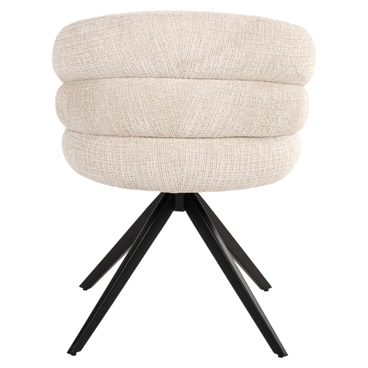 Eetkamerstoel Serenity niagara beige swivel fire retardant op witte achtergrond, schuin van achteren gefotografeerd - Richmond Interiors