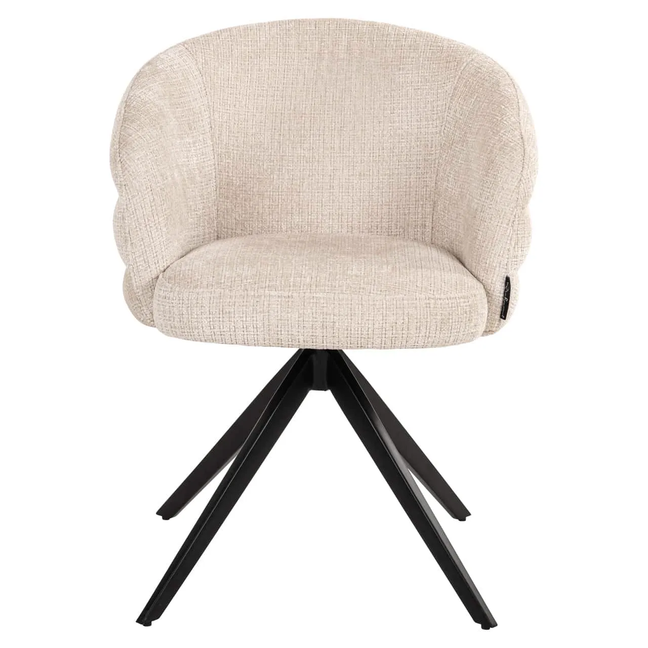Vorderansicht des Esszimmerstuhls Serenity Niagara Beige Swivel Fire Retardant auf weißem Hintergrund - Richmond Interiors