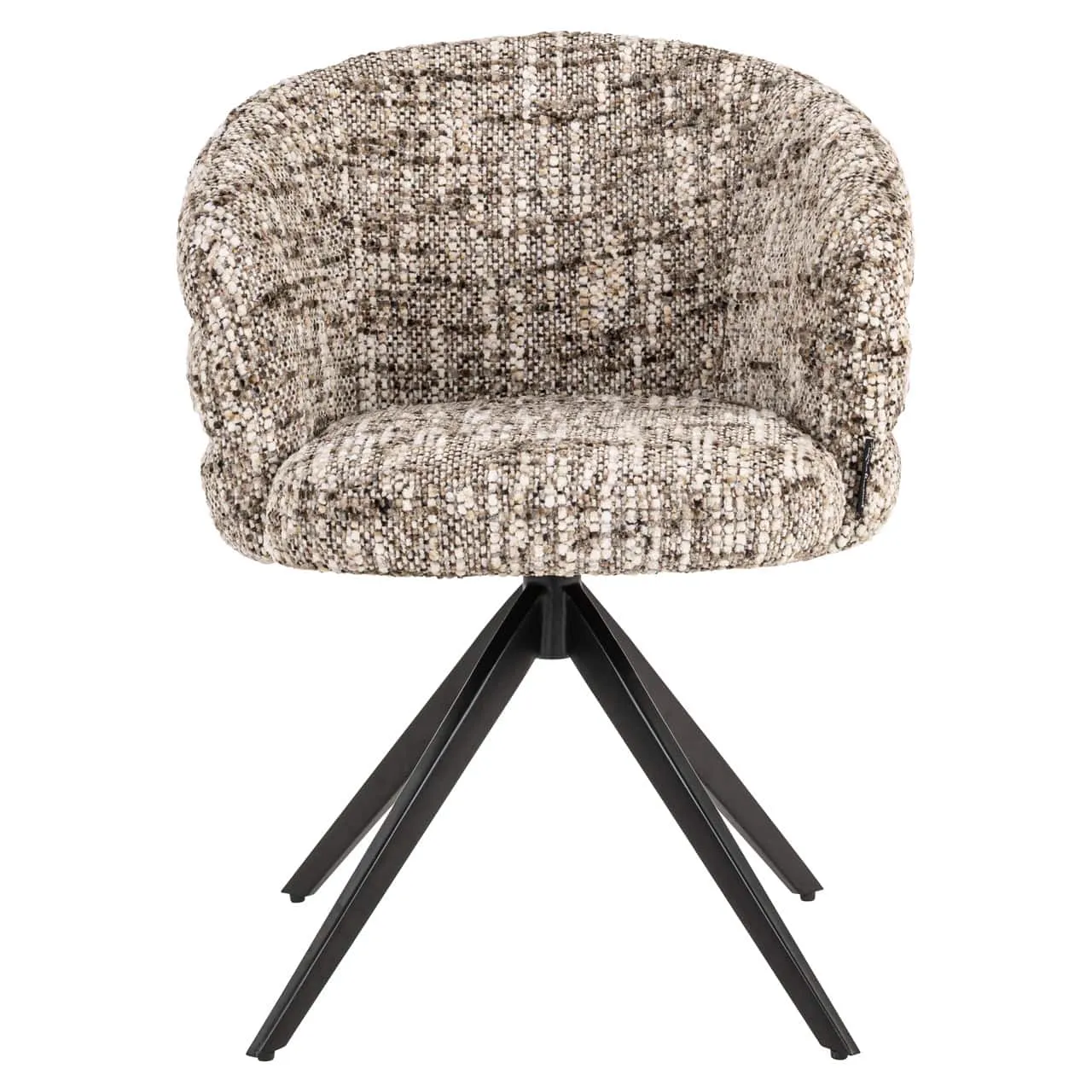 Eetkamerstoel Serenity brown omara swivel fire retardant op een witte achtergrond, staand op een zwarte kruispoot - Richmond Interiors