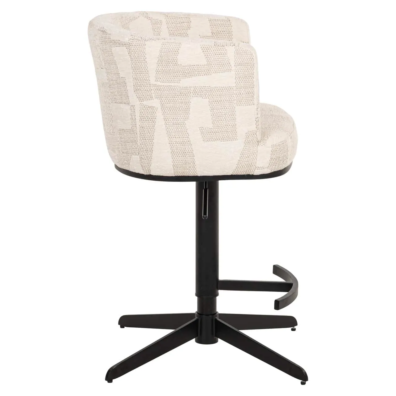 Barhocker Cheyenne beige graffic swivel, von der Seite auf weißem Hintergrund fotografiert - Richmond Interiors